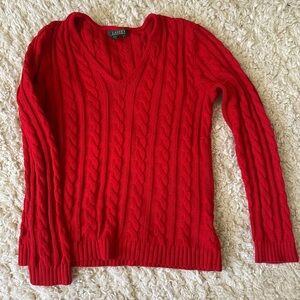 Red Ralph Lauren Cable Knit Sweater